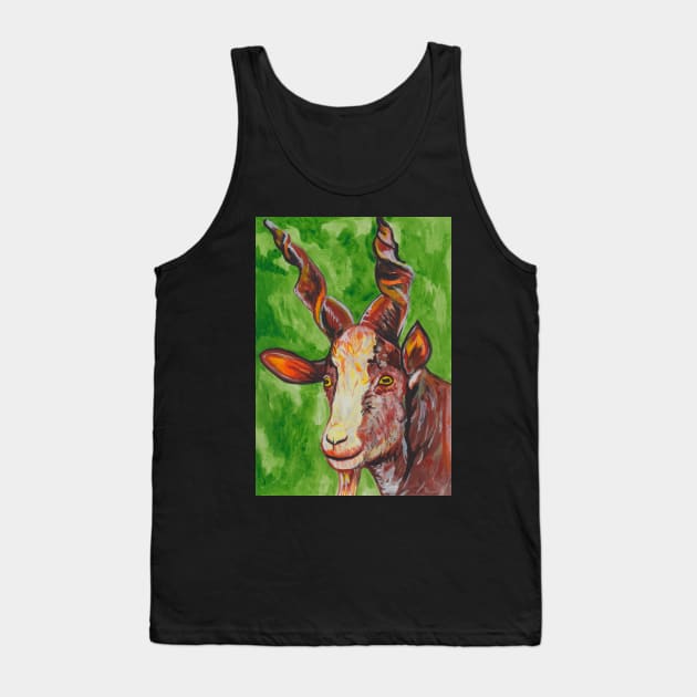 Pet Goat on green background Tank Top by deadblackpony